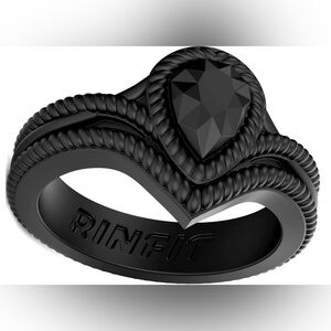 Rinfit Black Teardrop Stackable Ring - Women's Jewelry